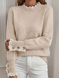 Abigail Women's Lace-Trimmed Knit Crewneck Sweater