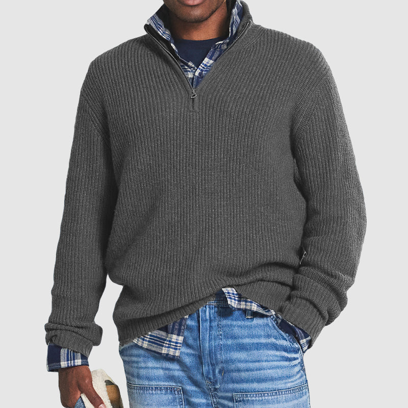 Felix Casual Relaxed Ribbed Quarter Zip Sweater