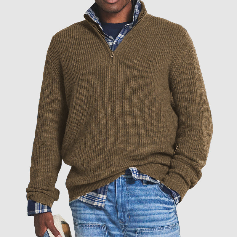Felix Casual Relaxed Ribbed Quarter Zip Sweater