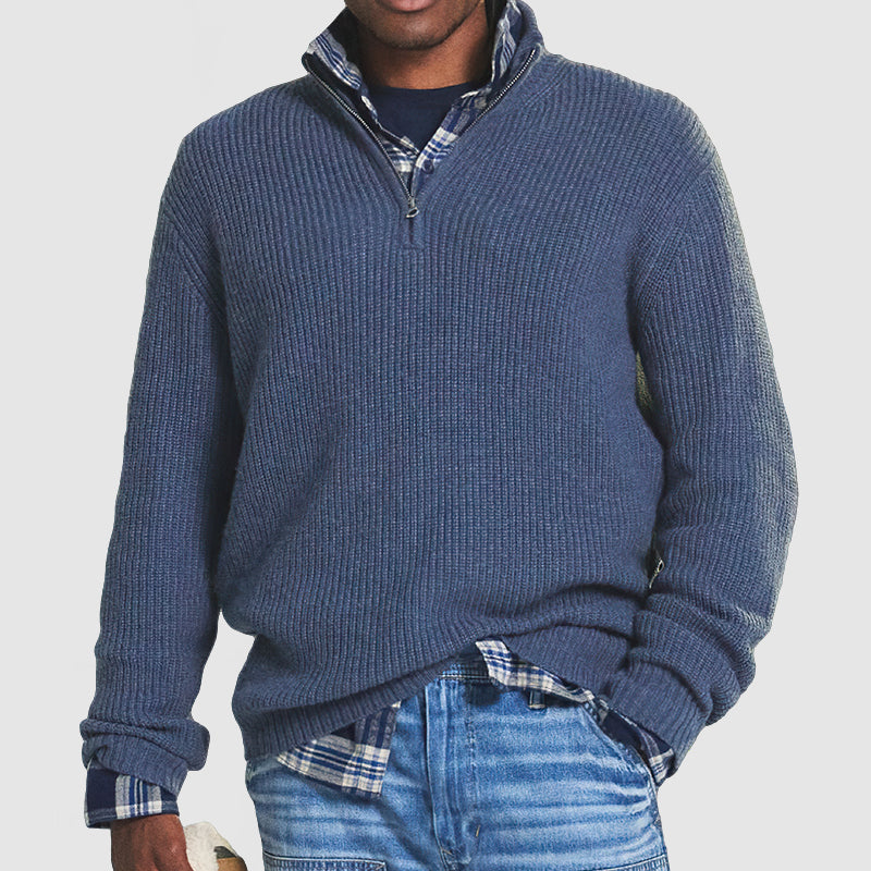 Felix Casual Relaxed Ribbed Quarter Zip Sweater