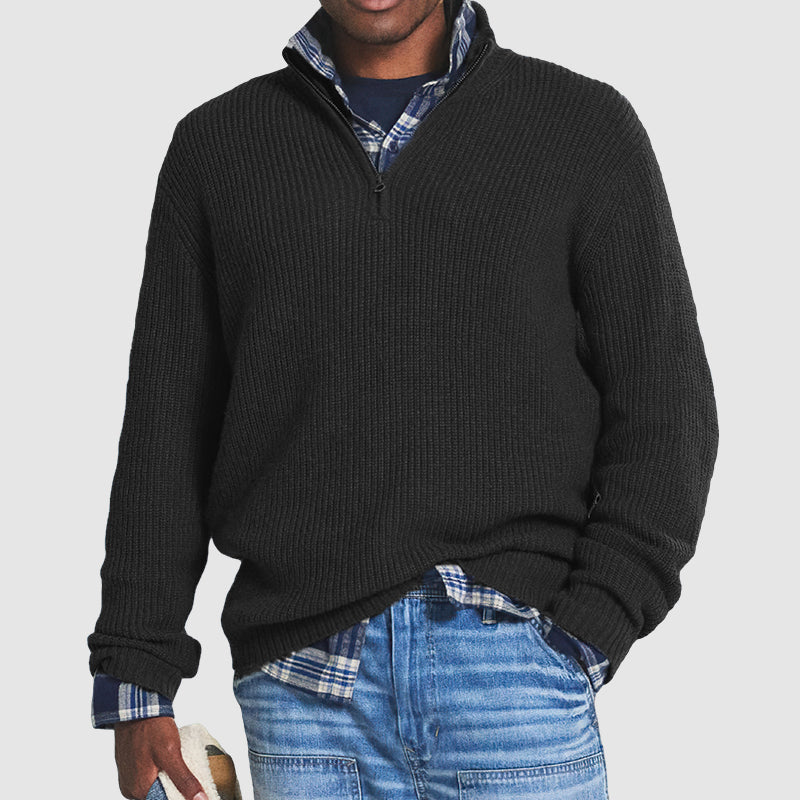 Felix Casual Relaxed Ribbed Quarter Zip Sweater